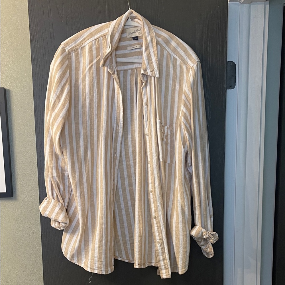 Universal Thread Beige and White Striped Shirt